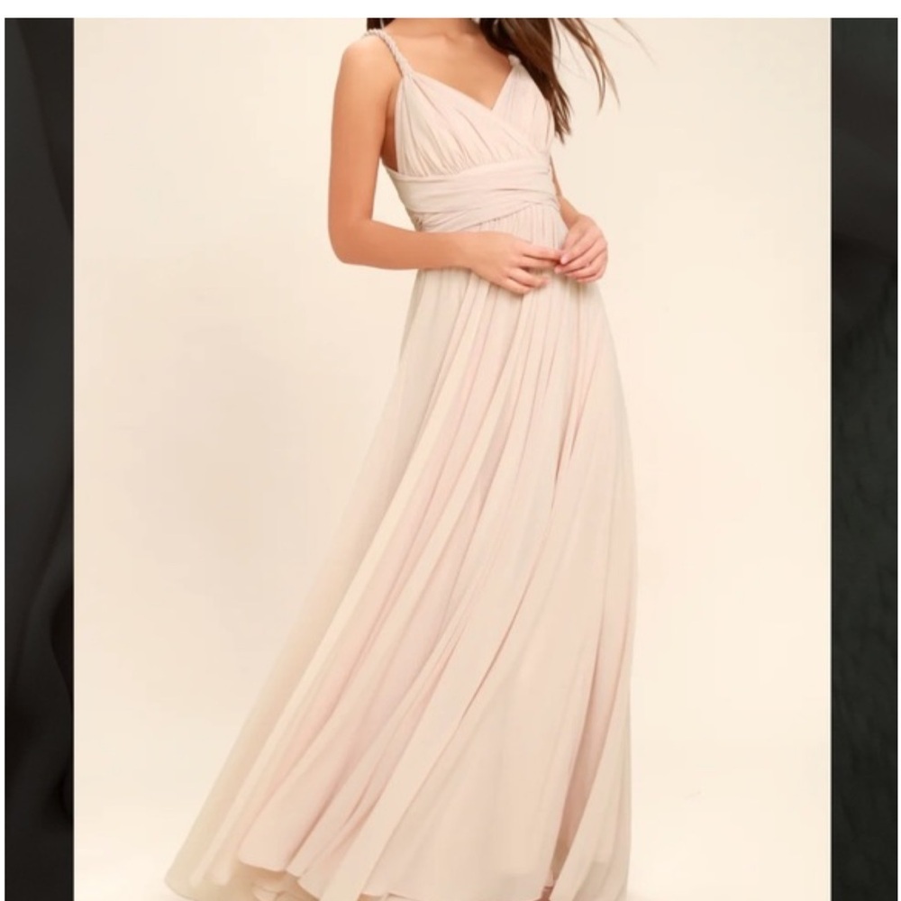 Lulus Carte Blanche Blush Pink Maxi Dress Rope Strap Formal Bridesmaid S - Picture 2 of 15